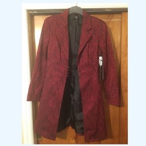 Gorgeous Bisou Bisou Red Embroidered Coat with Tags. Size 6